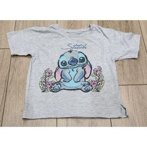 Disney Stitch Girl's Size XS 4/5 Gray Graphic Tee shirt‎